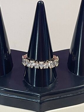 Pandora Gold Tone Marquise Crystal Eternity Ring size 8 1/2